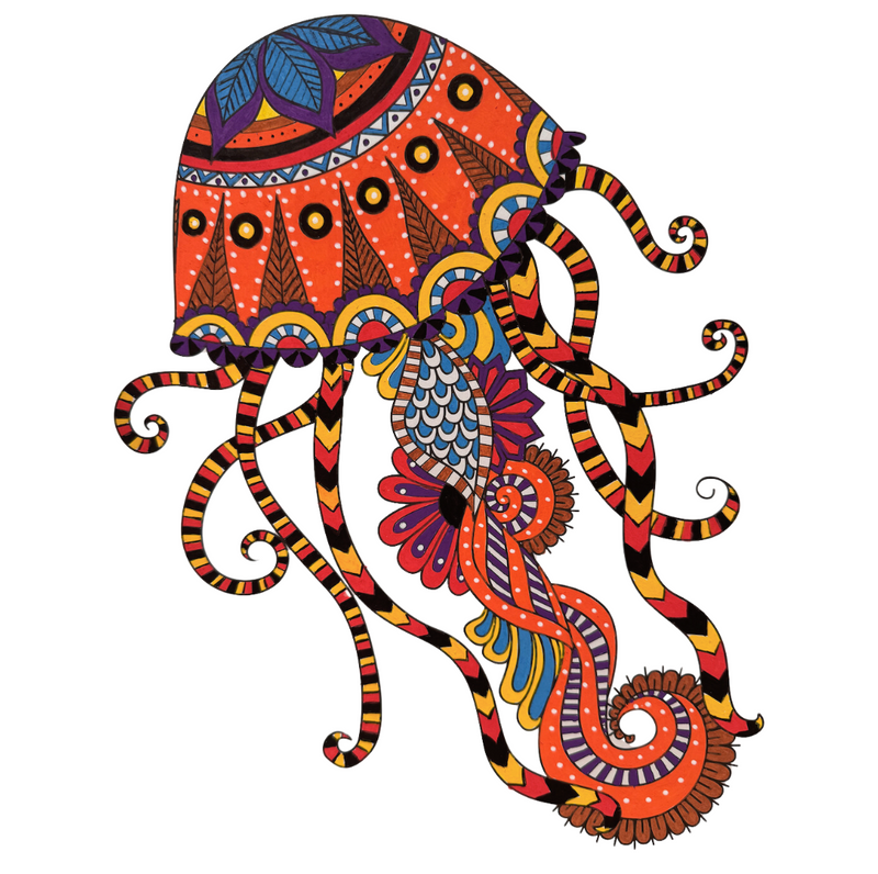 Dot painting of an octopus on canvas made with POSCA PC-5M Indigenous Traditional tones