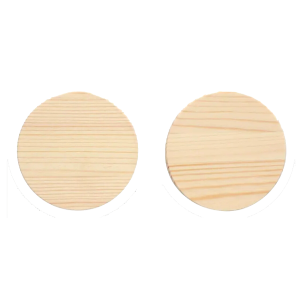 Round wooden coasters set of 2, plain unfinished plywood coasters
