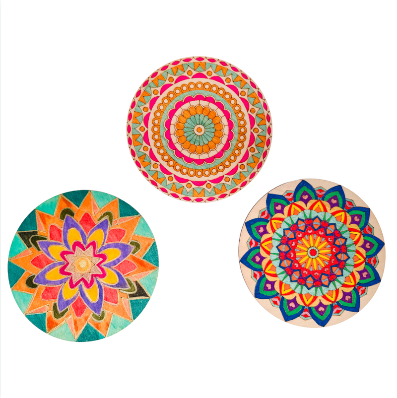 Wooden mandala discs and POSCA markers from the PoscART bundle