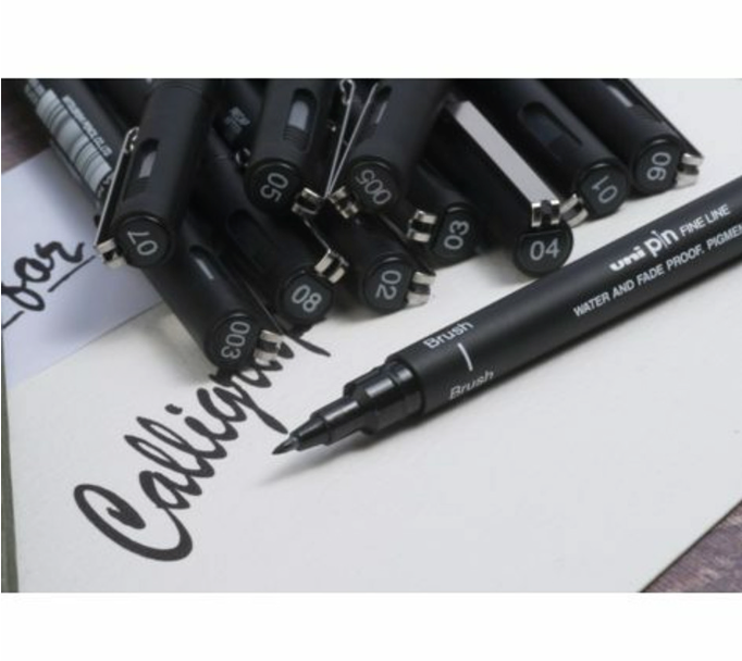 uni PIN black fineliner pen tip detail