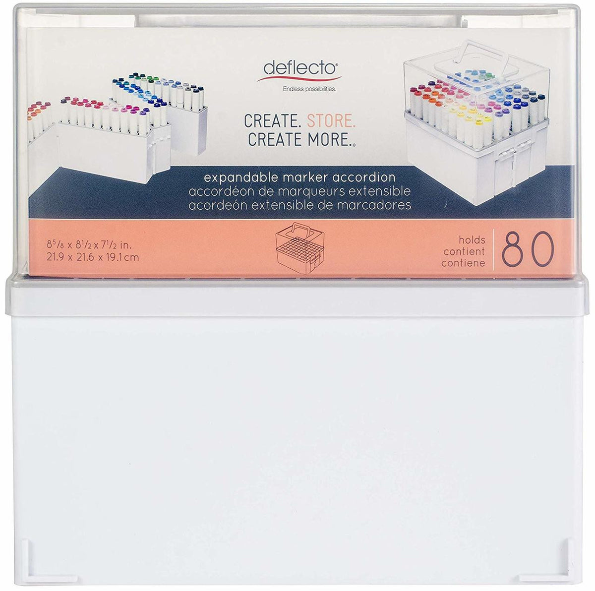 Deflecto expandable marker accordion standing open on a desk