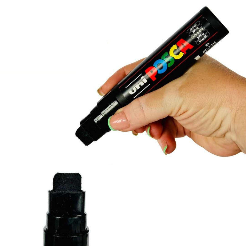 POSCA PC-17K extra broad 15mm paint marker held in hand, 10 colours available at PoscART