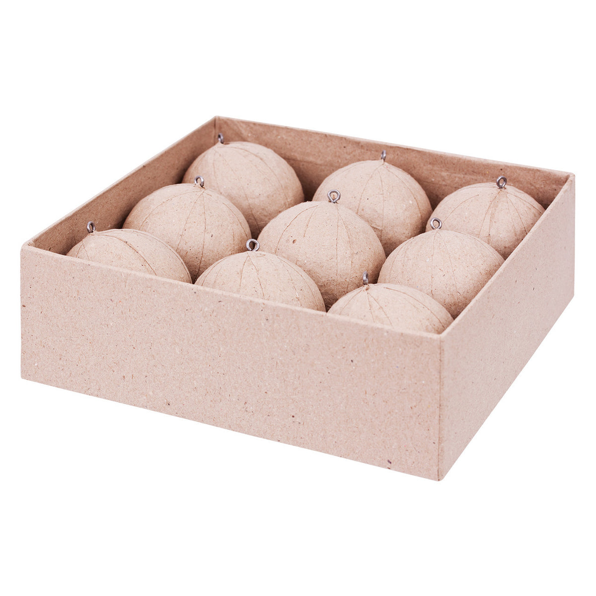 Papier mache baubles 60mm pack of 9, single plain bauble