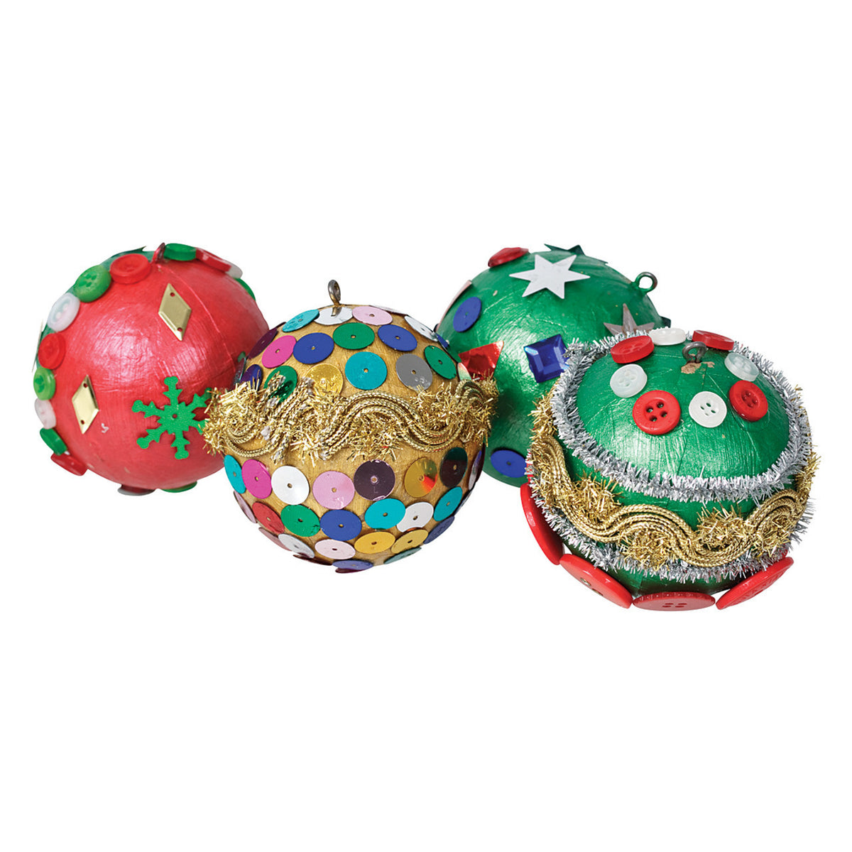 Papier mache baubles 60mm pack of 9, decorated bauble example
