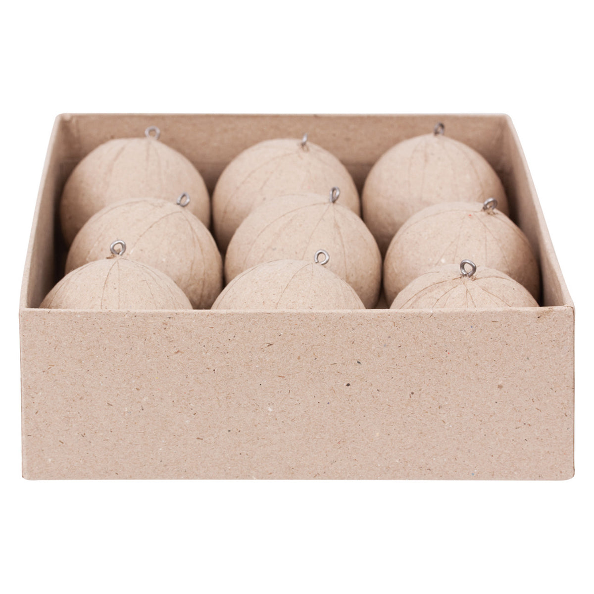 Papier mache baubles 60mm pack of 9, plain baubles in their papier mache box