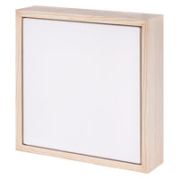Floating wooden box canvas 20.3 x 20.3cm, white canvas in natural pine floating frame