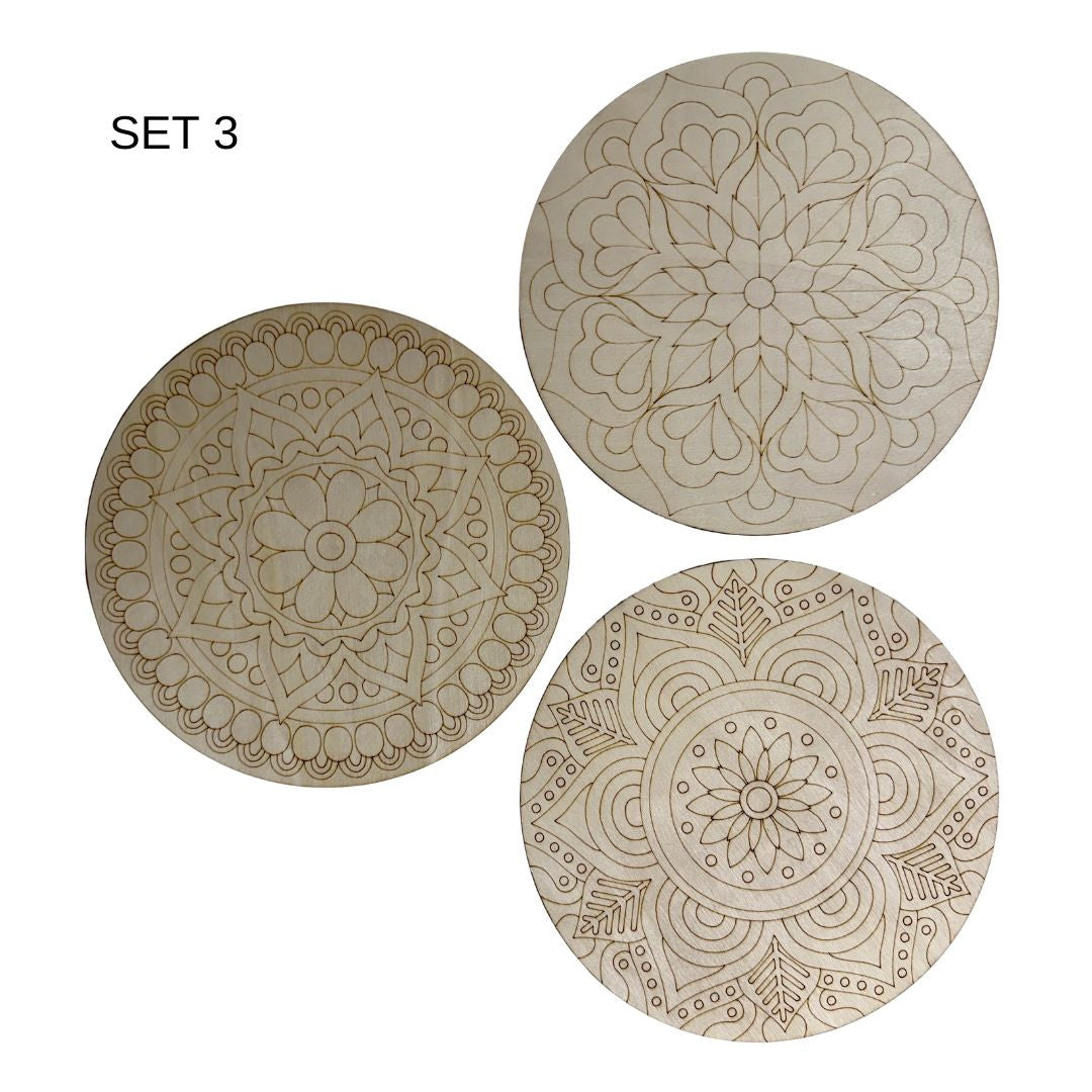 Set 2 wooden mandala disc designs from the PoscART bundle