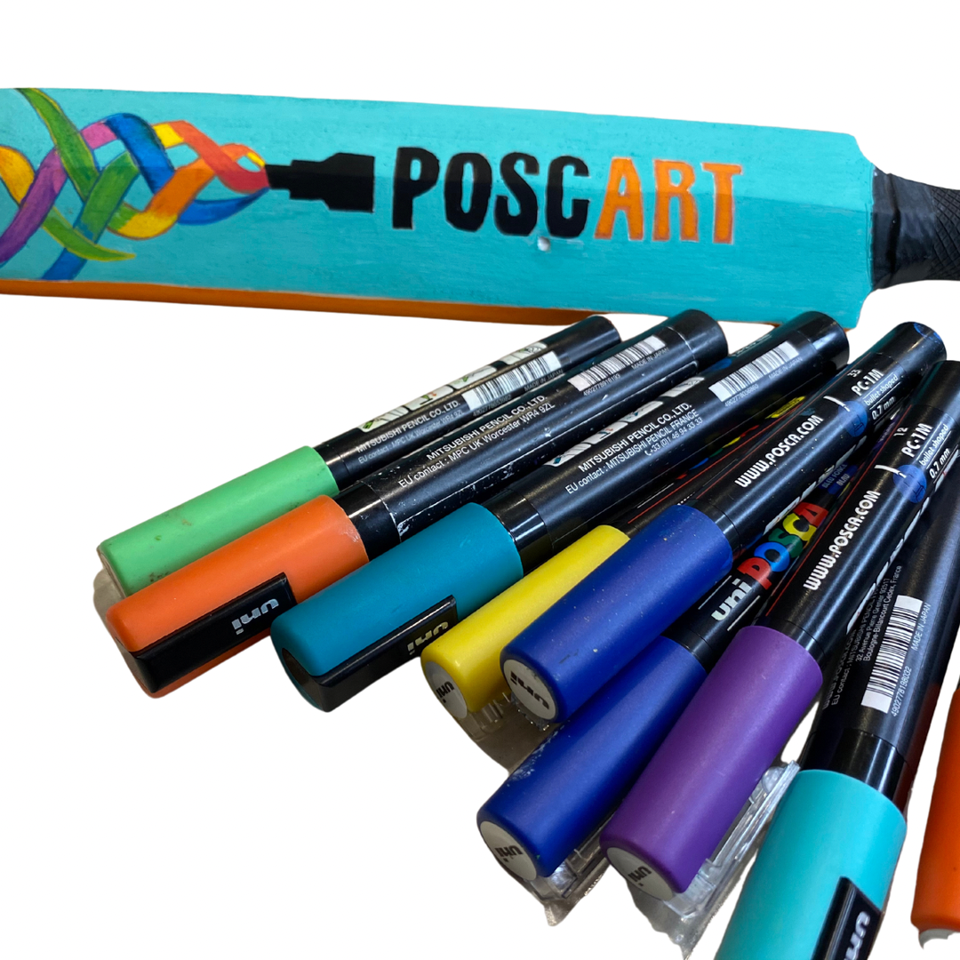 Blank mini cricket bat 38cm, custom artwork example