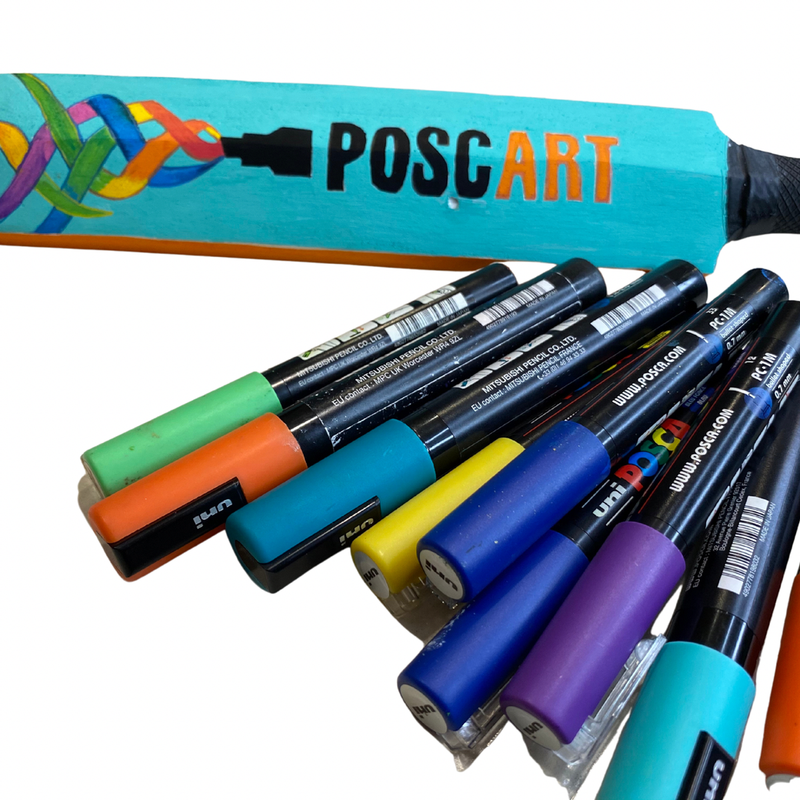 Blank mini cricket bat 38cm, custom artwork example
