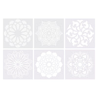 Mandala stencils pack of 6, six assorted plastic stencils 15 x 15cm