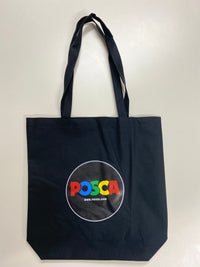 POSCA canvas tote bag in black with logo and handles