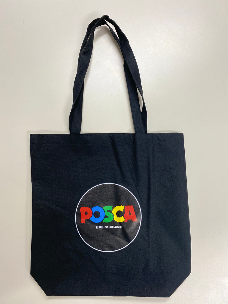 POSCA canvas tote bag in black with logo and handles