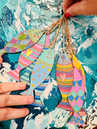DIY wooden fish craft decorations set of 8, children painting the fish shapes