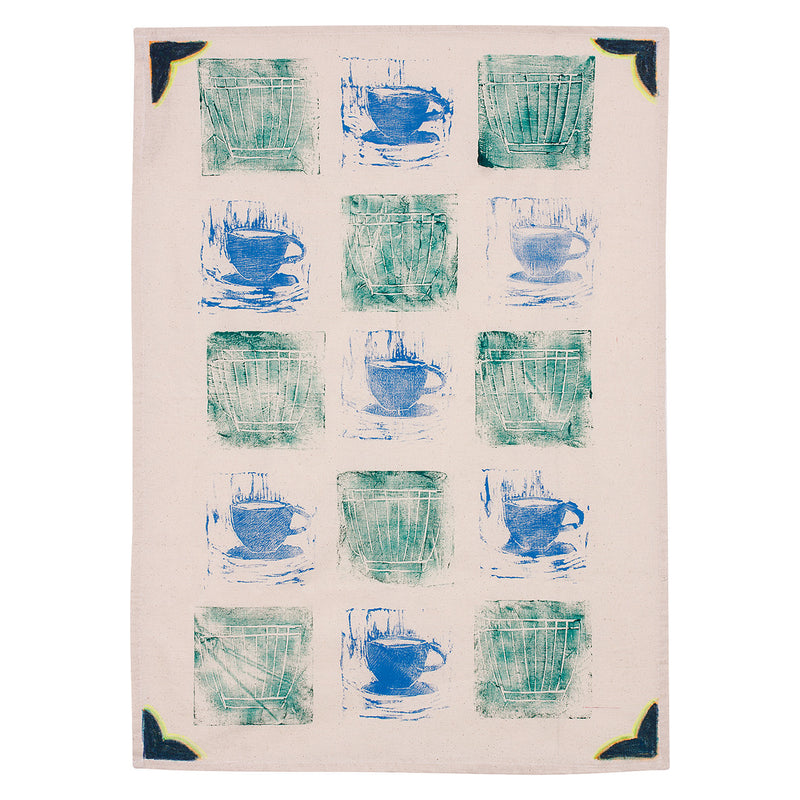 Calico tea towel 52.5 x 72cm, fabric and hem detail