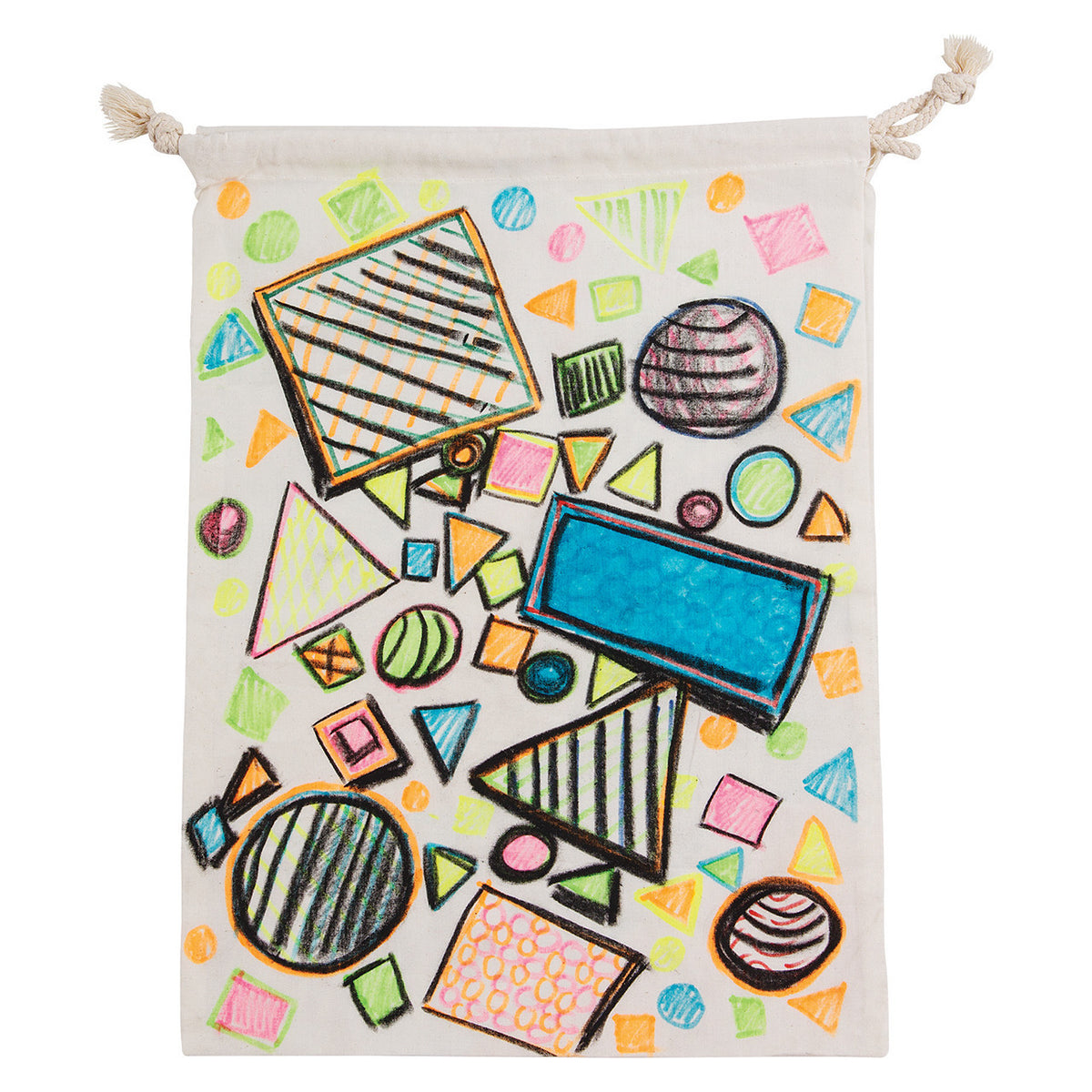 Calico library bag 33 x 44cm, drawstring top detail