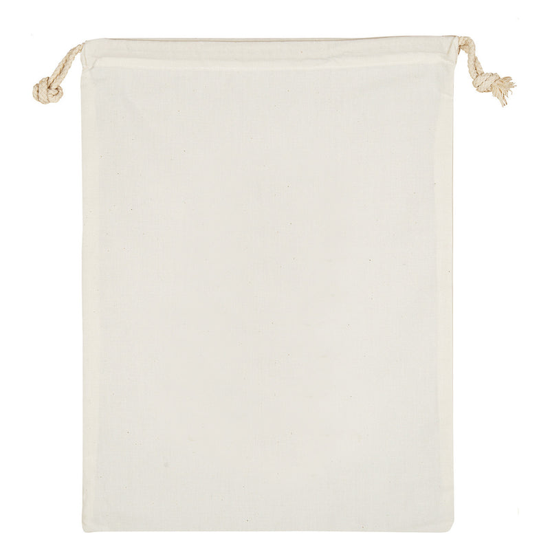 Calico library bag 33 x 44cm with drawstring closure, plain and ready to decorate