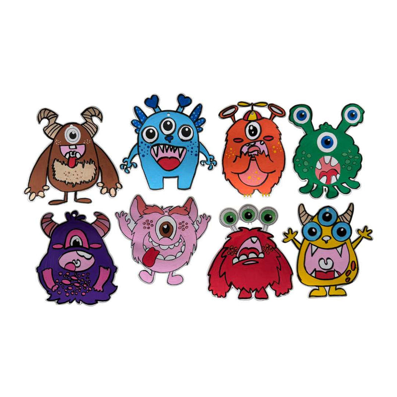 PoscART colour in monster cards set of 8, coloured monster cards