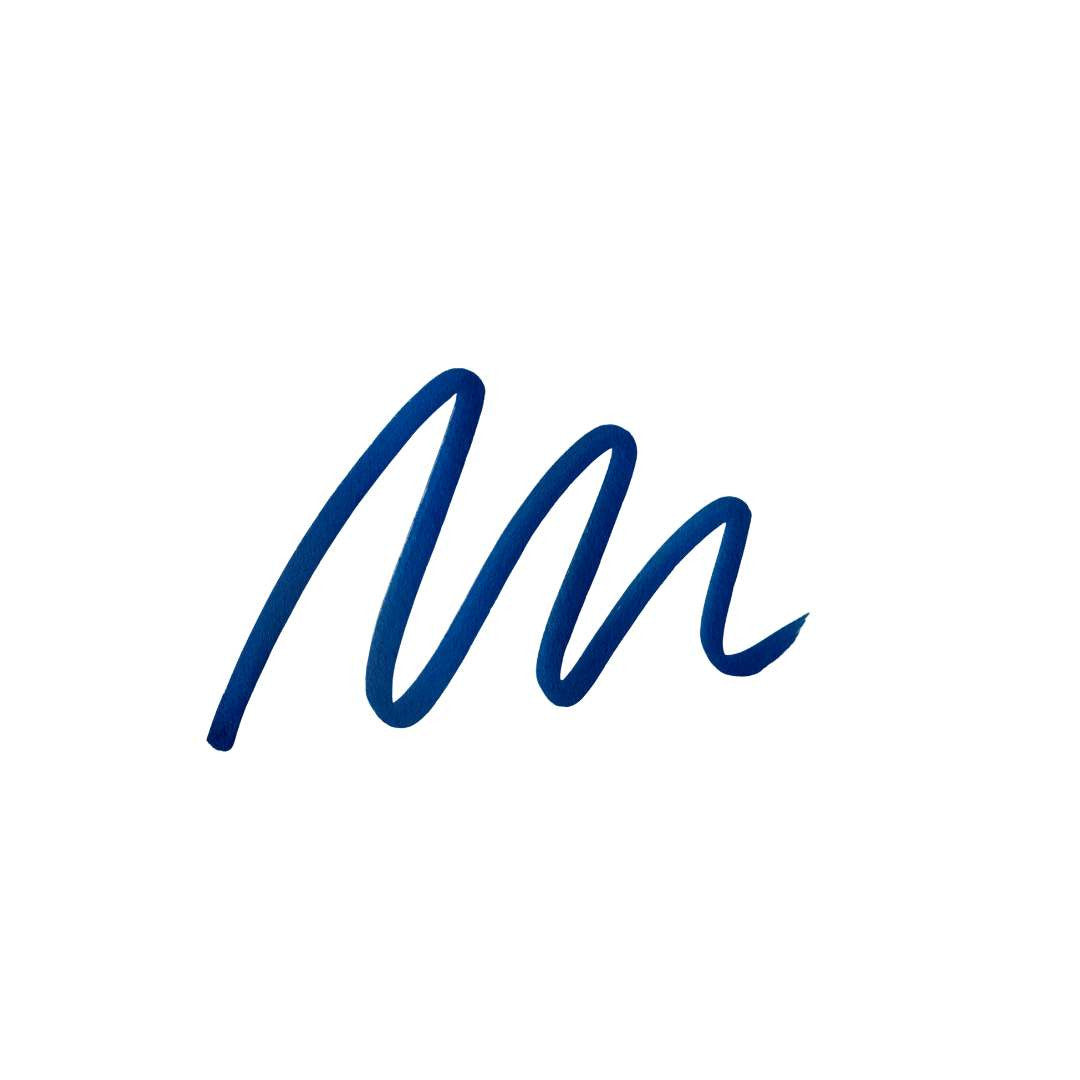 Blue POSCA PC-5BR brush stroke on white paper showing the 1 to 4mm line