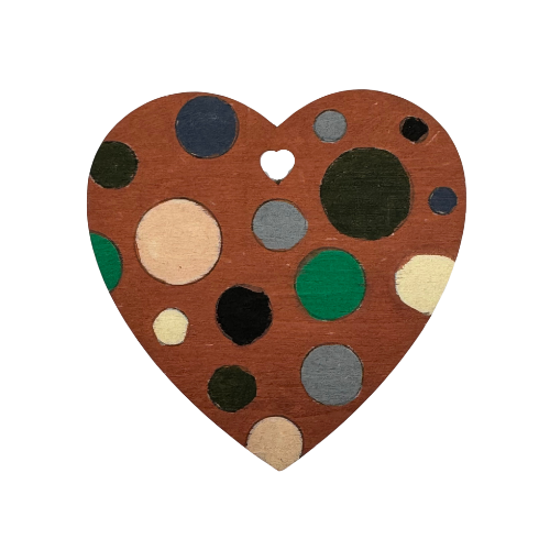 Heart-shaped dot artwork made with POSCA PC-5M army tones