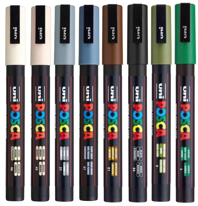 POSCA PC-3M army tones wallet of 8 in its packaging