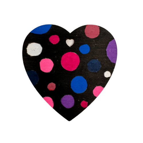 Wooden heart decorated in midnight tones with POSCA PC-3M markers