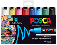 POSCA PC-7M wallet of 8 assorted colours with broad bullet tips