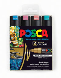 POSCA PC-8K metallic wallet of 4 in pink, blue, green and violet