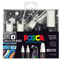 POSCA bold tips white wallet of 4 markers in the reusable wallet