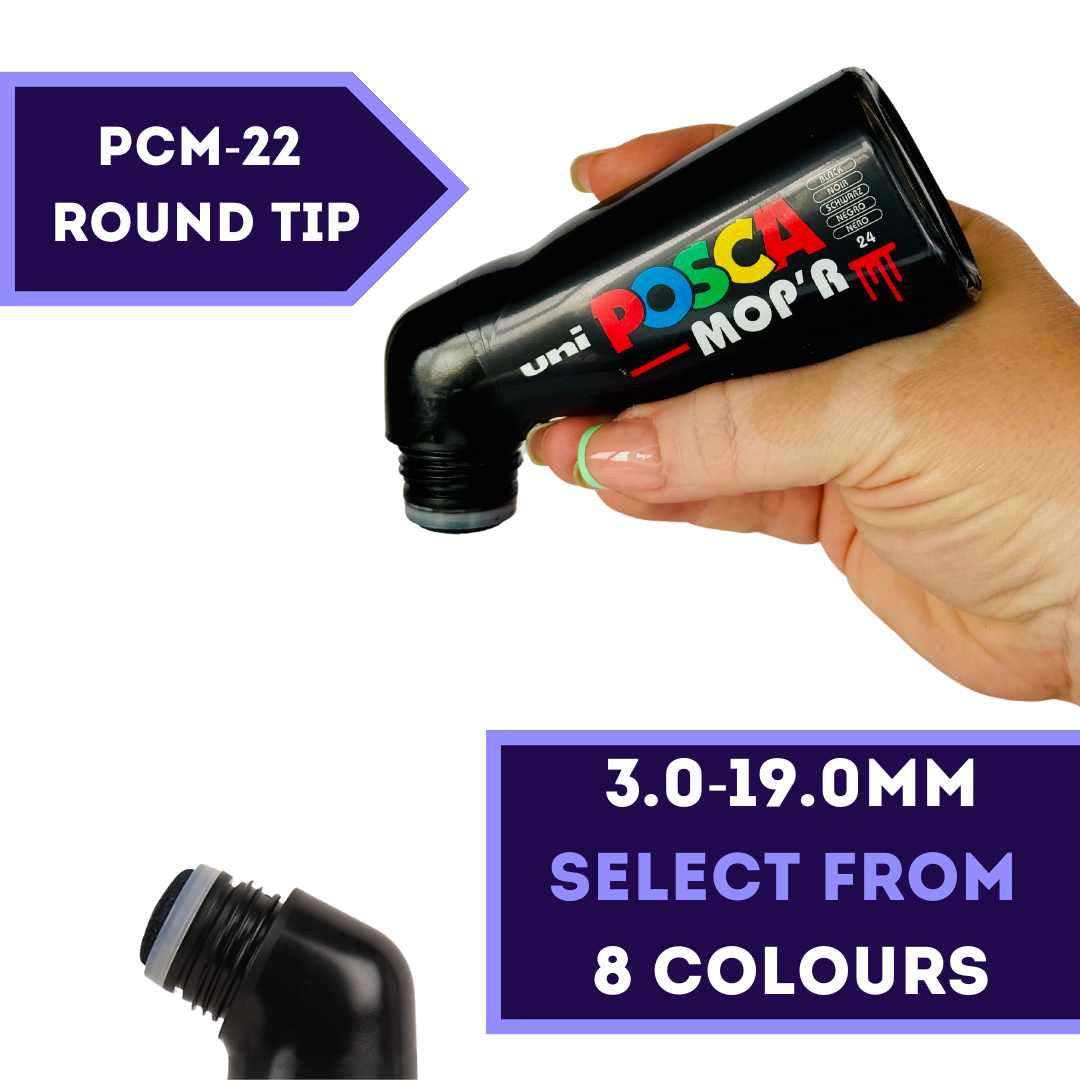 POSCA MOP'R PCM-22 foam tip paint marker, 8 colours available at PoscART