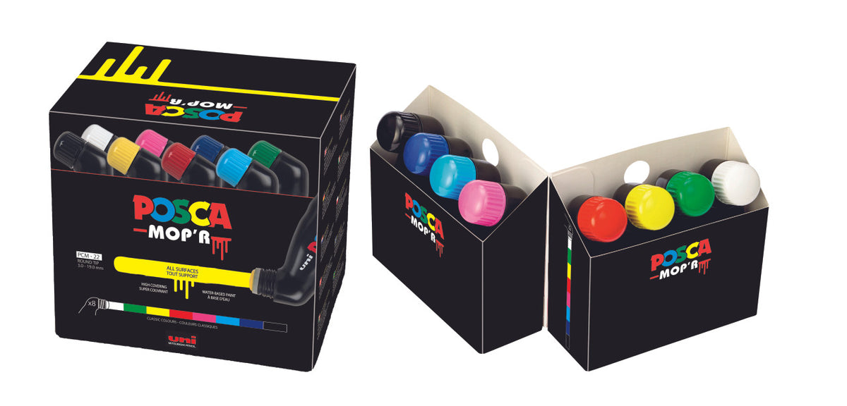 POSCA MOP'R PCM-22 8 pack in packaging with markers displayed