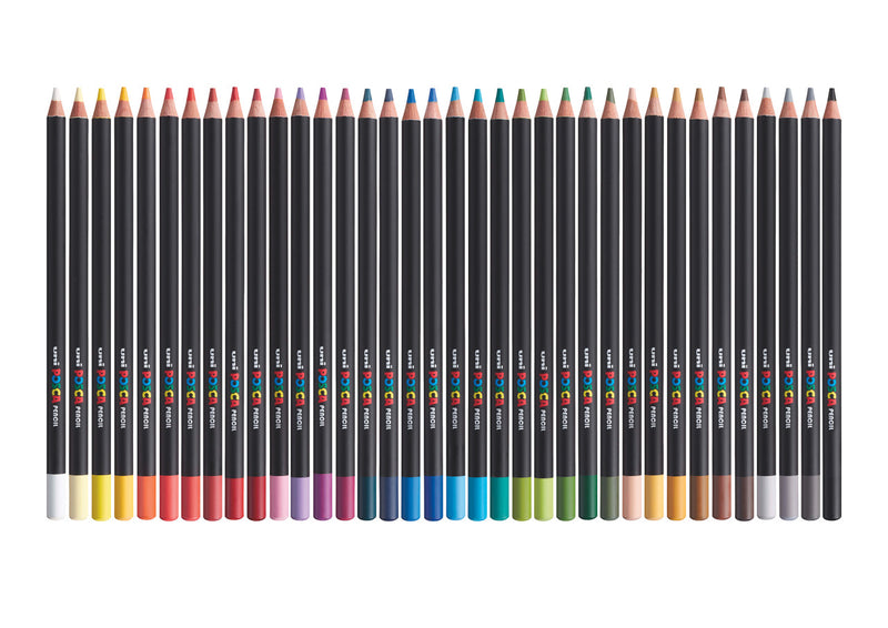POSCA Pencils set of 36 colours opened to show the pencil range