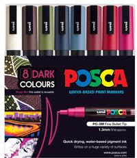 POSCA PC-3M dark colours wallet of 8 in its retail packaging