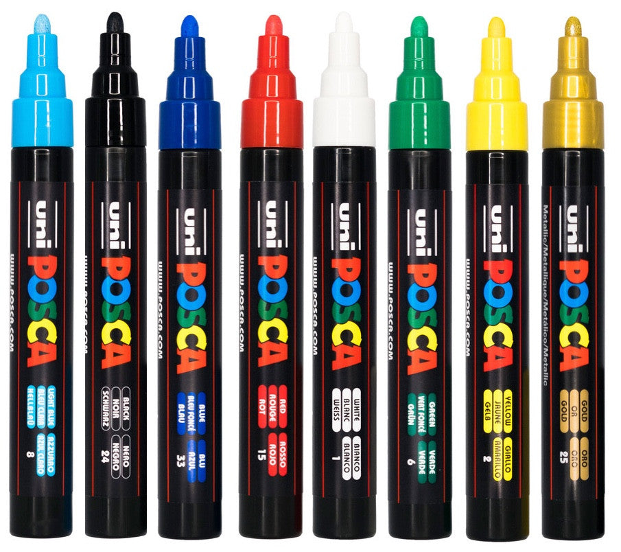 POSCA PC-5M Aussie Spirit markers with coloured tips showing
