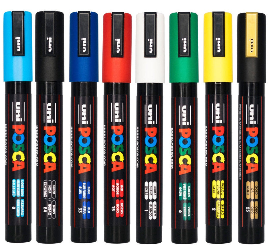 POSCA PC-5M Aussie Spirit colour tones wallet of 8 standing upright