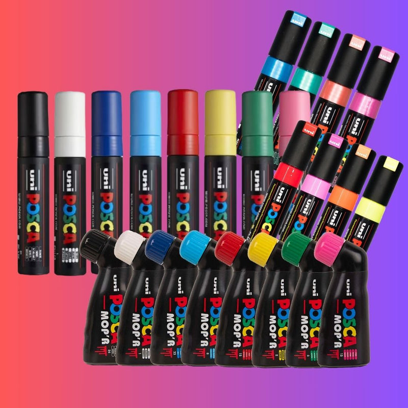 PoscART Big Job coverage set of 24 wide tip POSCA markers