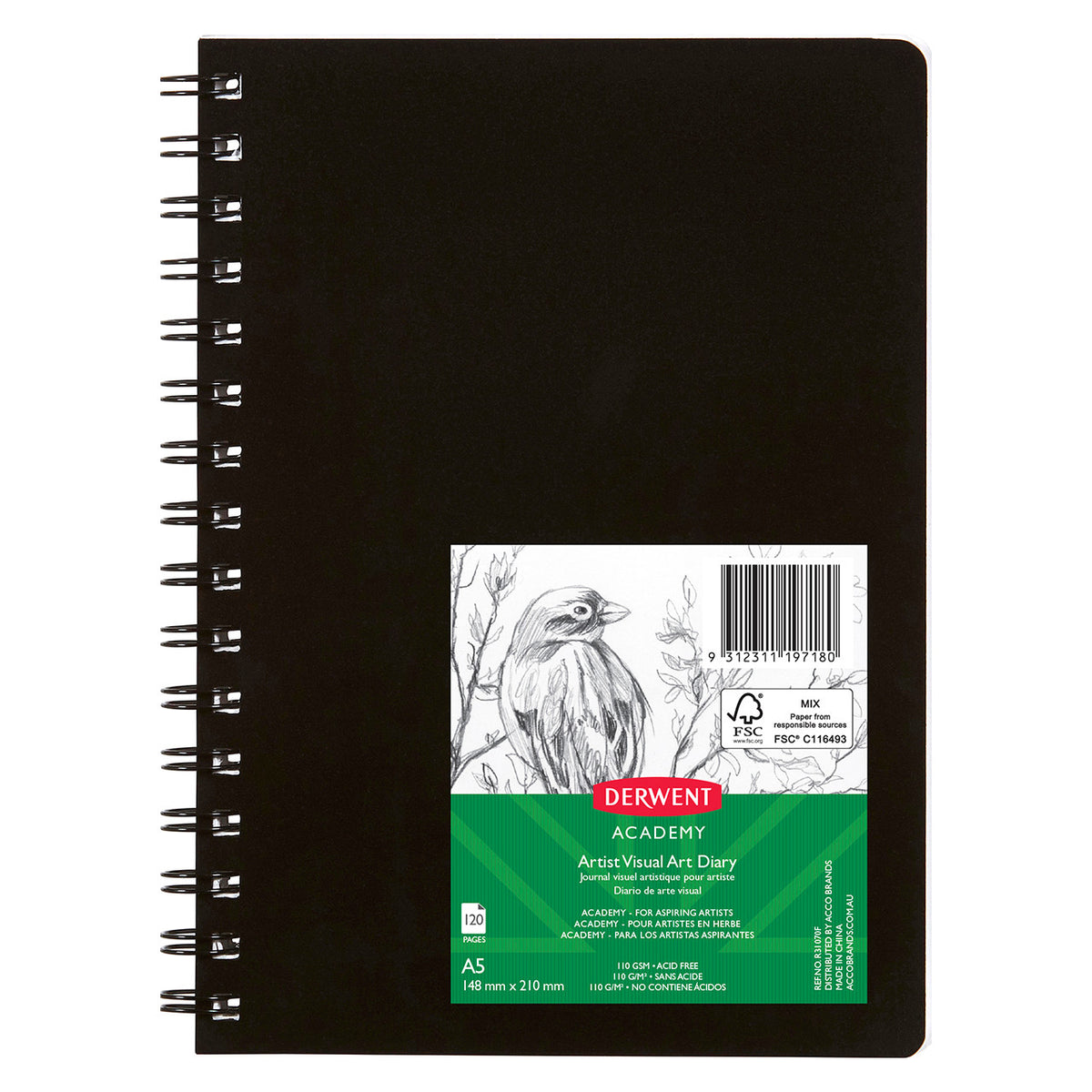 Derwent Academy Visual Art Diary A5 portrait 120 pages, front cover
