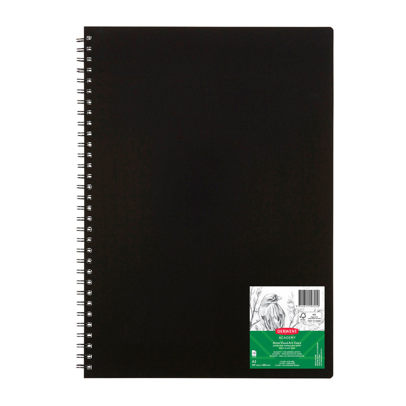 Derwent Academy Visual Art Diary A3 portrait 120 pages black, front cover