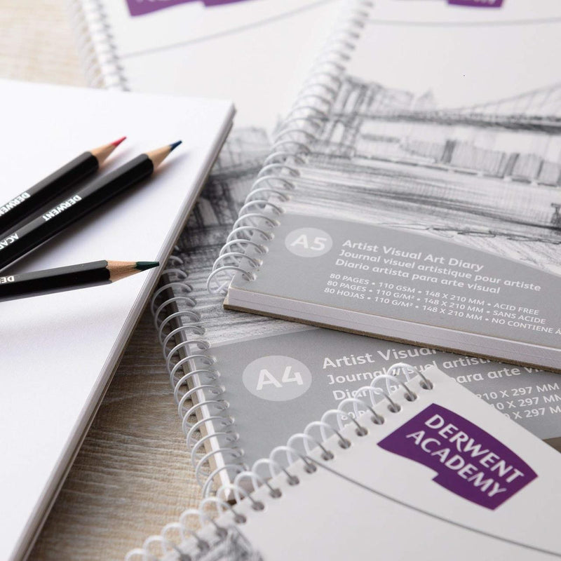 Derwent Academy Visual Art Diary A4 portrait 80 pages, single wire spiral binding