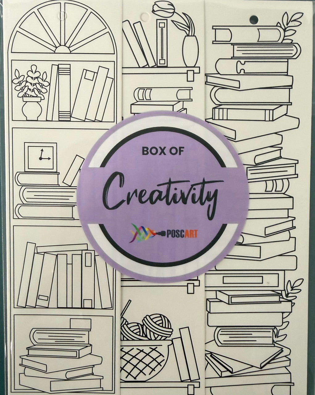 POSCA colour-in bookmarks books theme, stacks of books coloured in assorted pastels