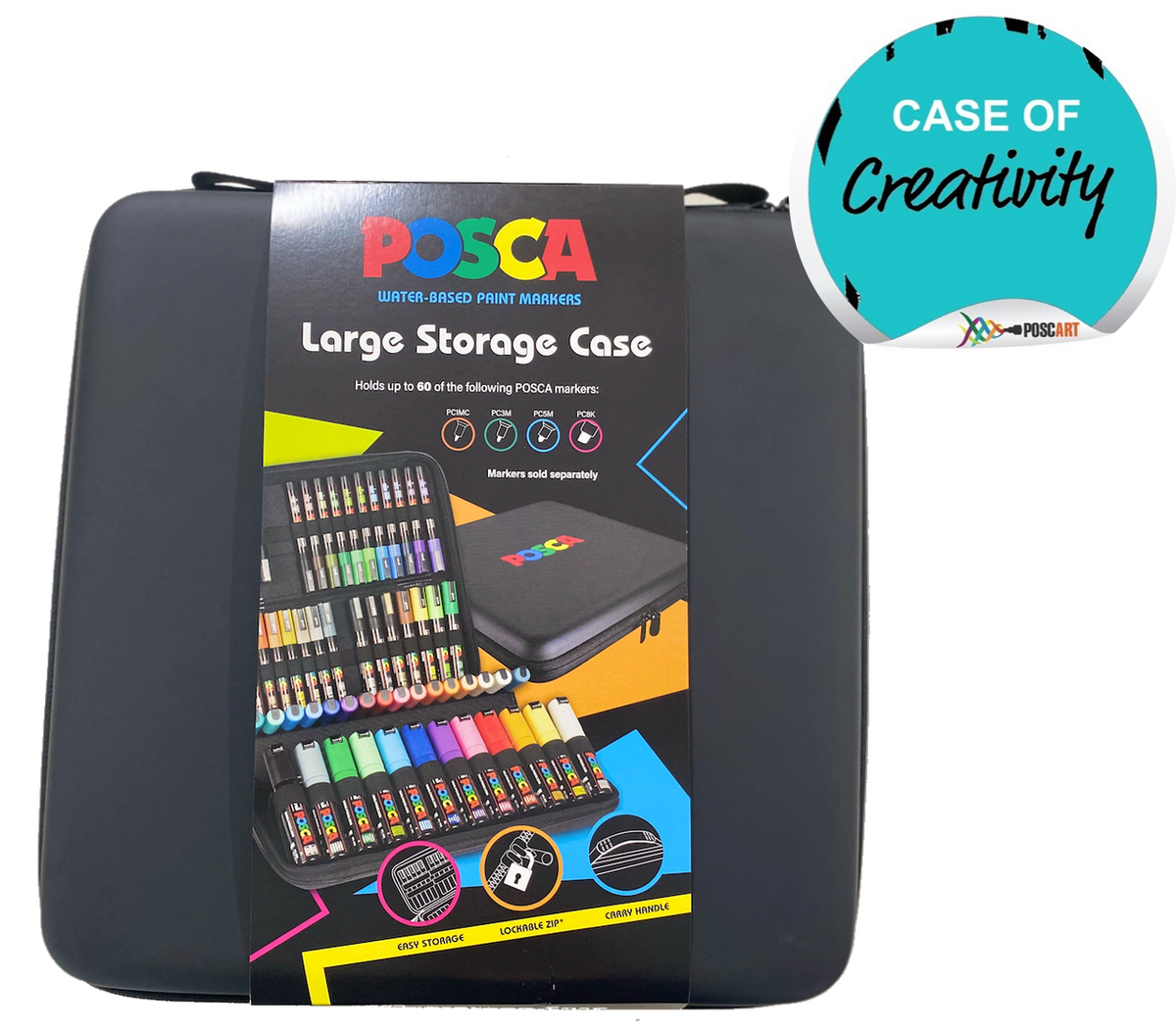 POSCA large storage case open flat showing both compartments