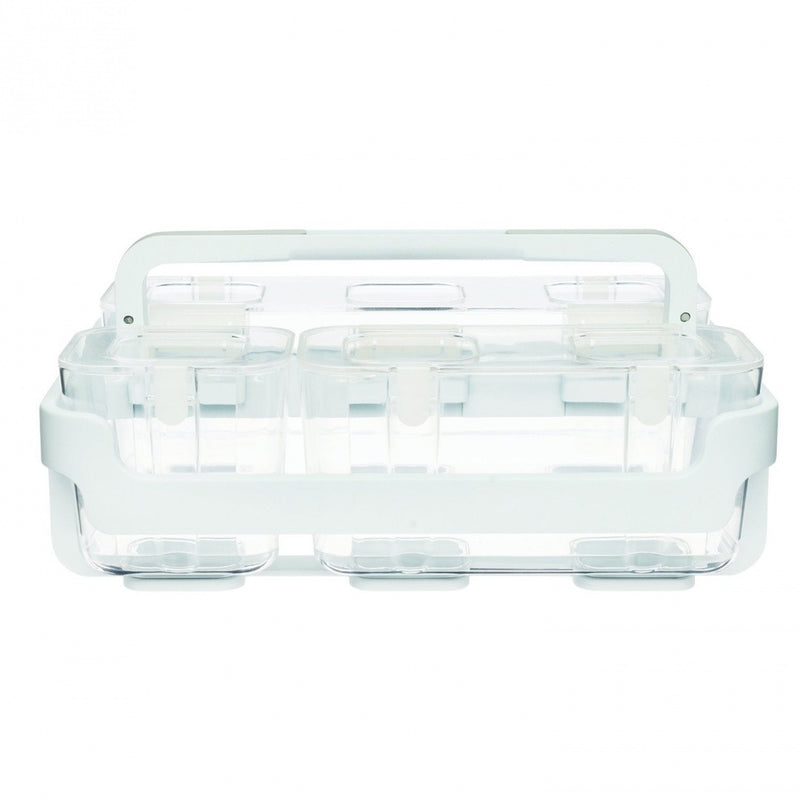 Deflecto stackable caddy organiser on a desk with stationery