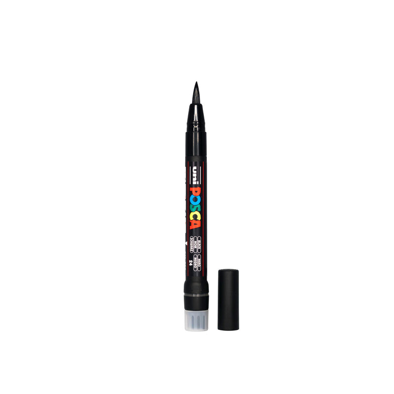 POSCA PCF-350 paint marker with cap removed showing the soft brush tip