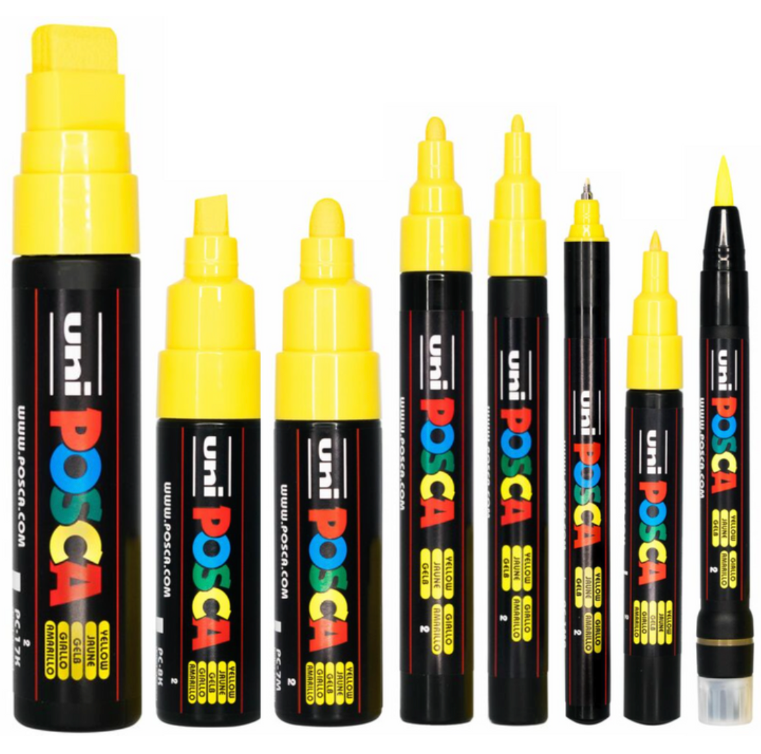 Posca Marker Same Colour In 8 Tips Sizes In Yellow Only